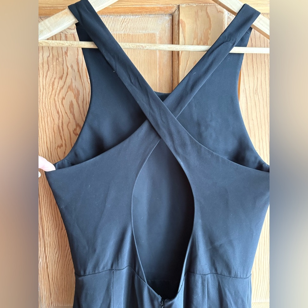 Vintage Silk Blend Armani Collezioni Black Crossback Dress Size 10 - Picture 2 of 6